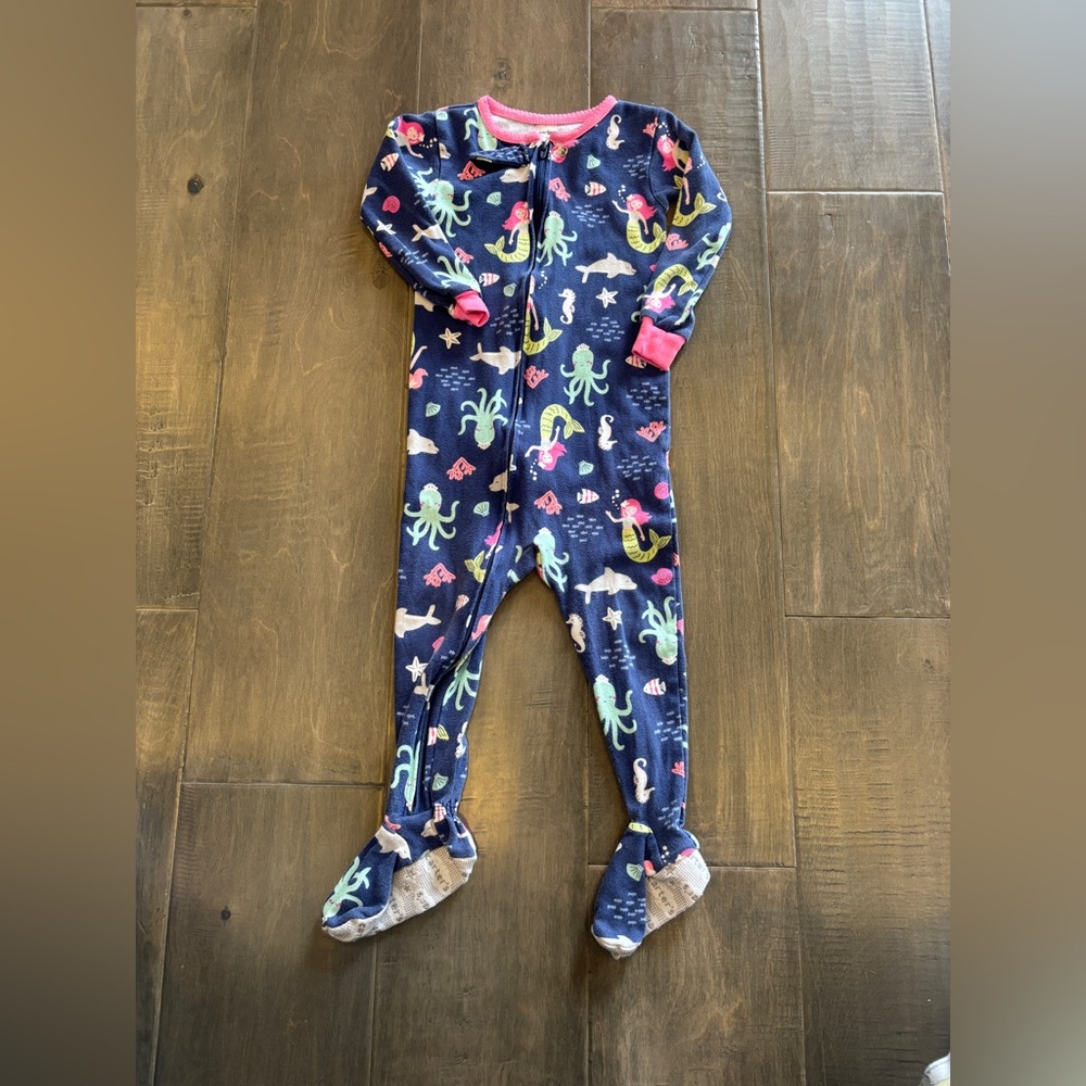 Carter's Navy Blue Mermaid & Sea Creature Footed One-Piece